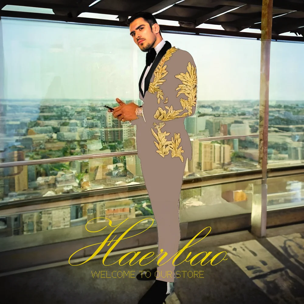 Мужской смокинг с принтом мужские костюмы для свадьбы выпускного вечера мужчин