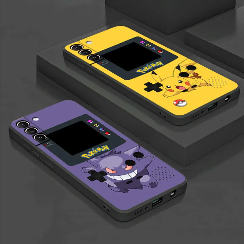 

Pokemon Gengar Pikachu Phone Case For Samsung Galaxy Note 20 10 9 S22 Ultra S21 S20 S10 S9 S8 Plus FE S10e S7 Black Fundas Coque