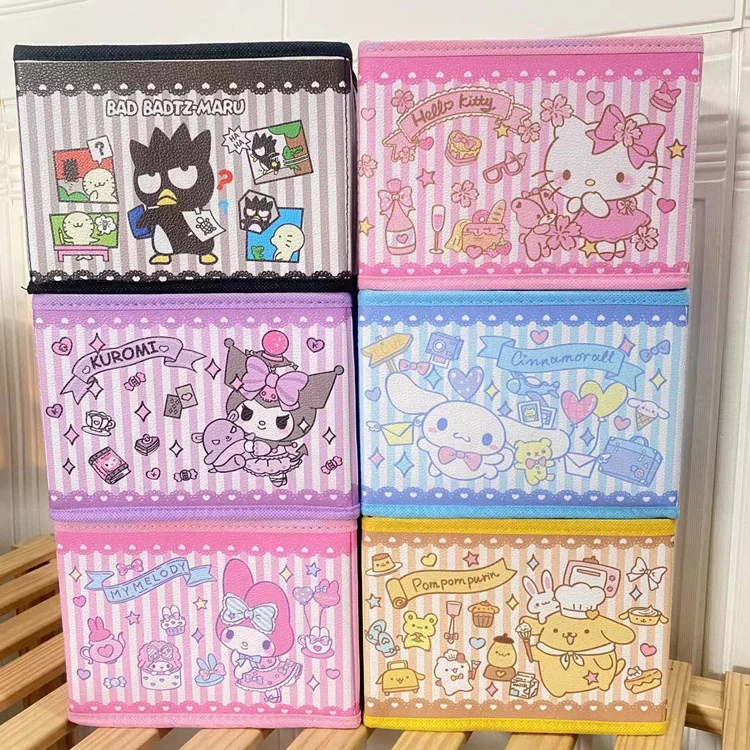 

Sanrio My Melody Cinnamoroll Pochacco Hello Kitty Kuromi Anime Kawaii Folding Desktop Sundries Box Girl Heart Cute Storage Box