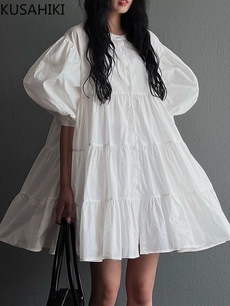 Корейское шикарное летнее нишевое однобортное платье kusхиты с завязкой на талии