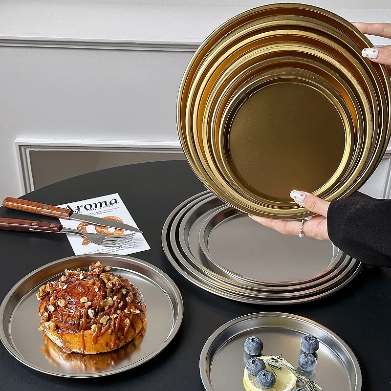 Корейская круглая десертная тарелка из нержавеющей стали 304 поднос для закусок