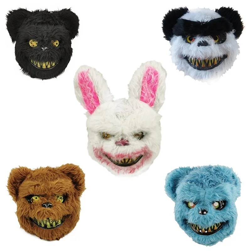Hot Rabbit Cosplay Mask Halloween Party Scary Head Cover Halloween Carnival Costume Headgear Props Handmade Dance Masquerade