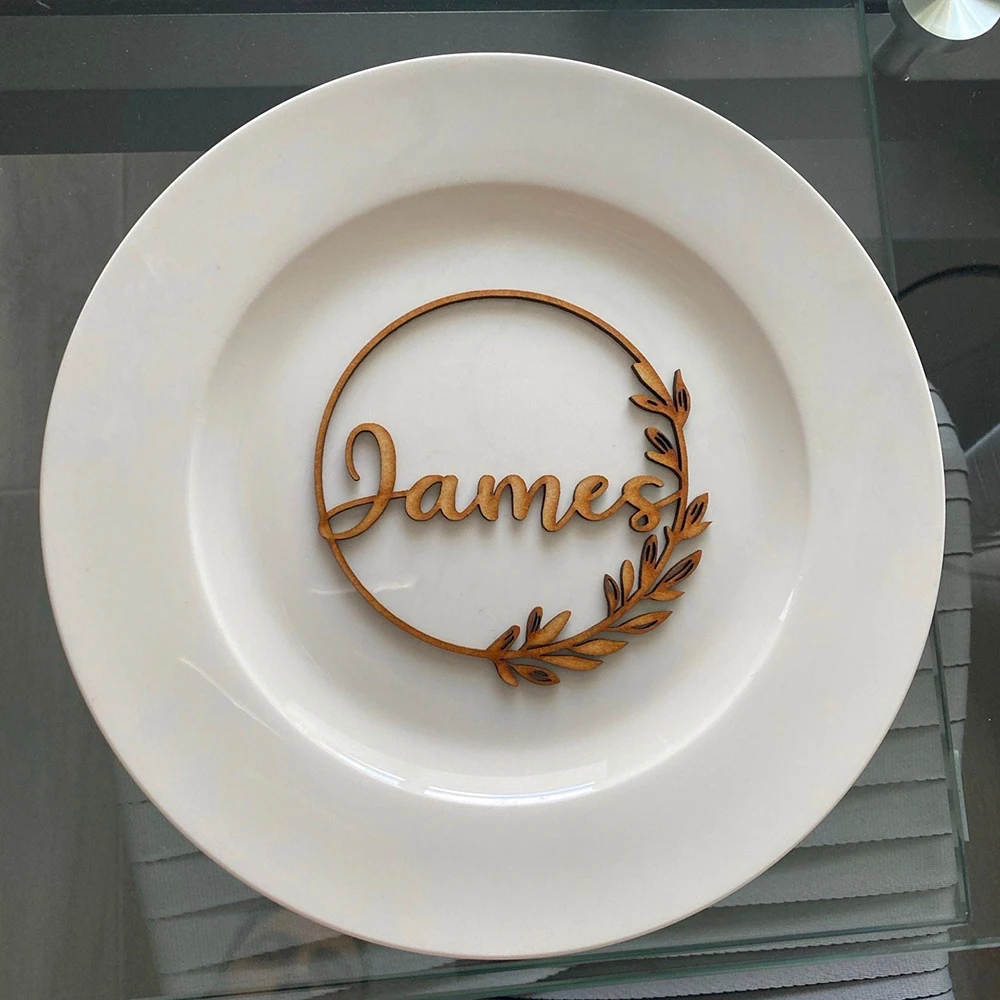

10Pcs Personalized Wedding Place Cards Table Setting Name Signs Laser Party Decoration Wooden Acrylic Custom Round Name Plates