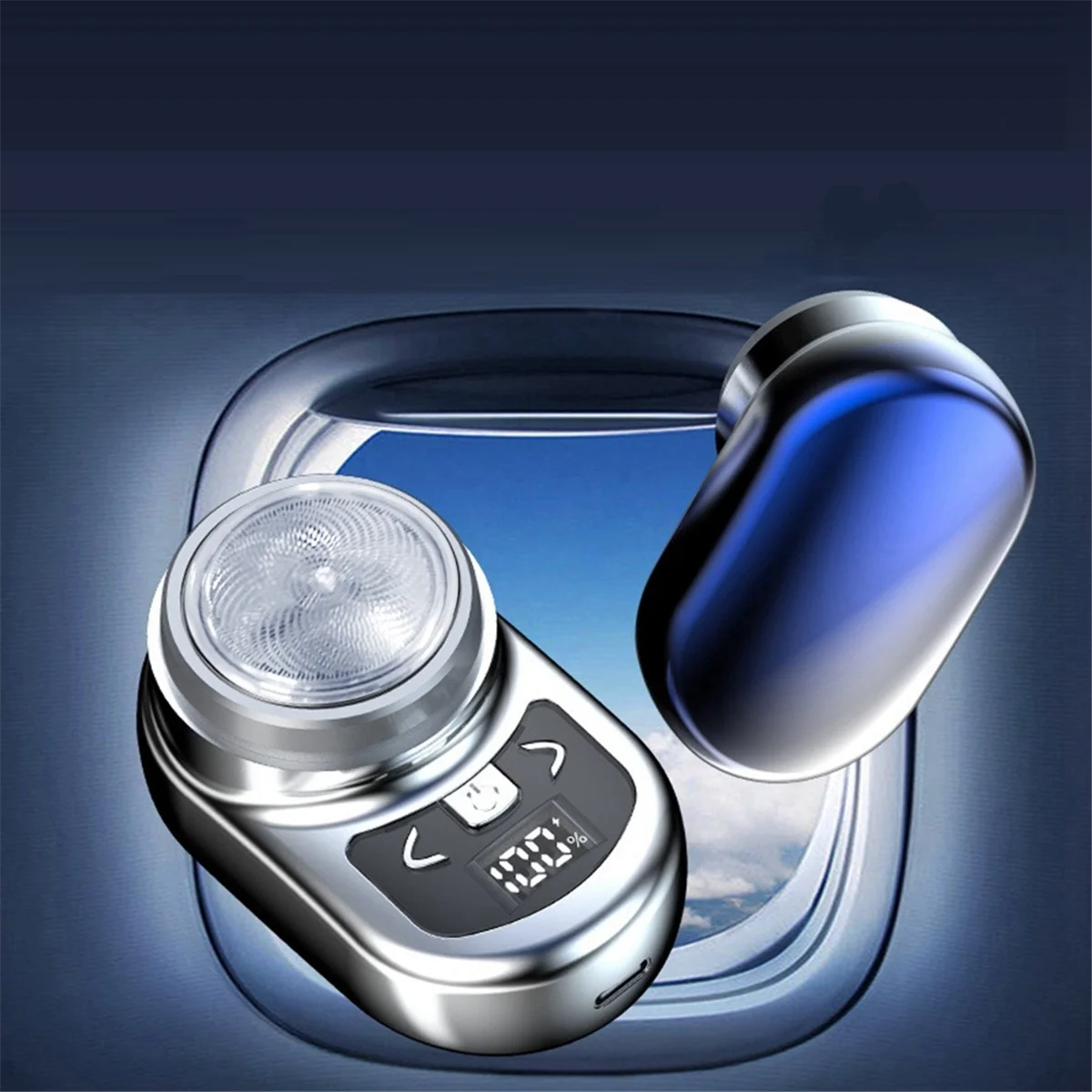 Portable Electric Shaver Pocket Shaving for Men Mini Beard LCD Power Display Rechargeable Travel Home Shaver-B