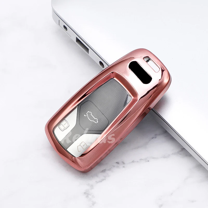 

Plating TPU Car Key Cover Protector Holder for Audi A6 A5 Q7 S4 S5 A4 B9 A4L 4M TT TTS TFSI RS 8S 8W Key Case Fob Auto Accessory
