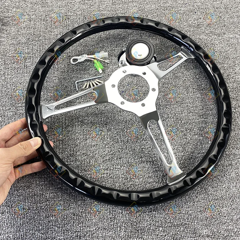 Классическое Автомобильное рулевое колесо JDM 15 дюймов из черной древесины в