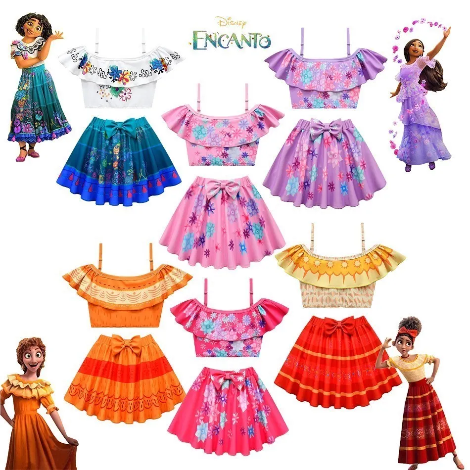 

Disney Encanto Costume Girls Mirabel Madrigal Dolores Isabela Pepa Party Swimming Clothing Kids Casual Princess Dress Swimsuit