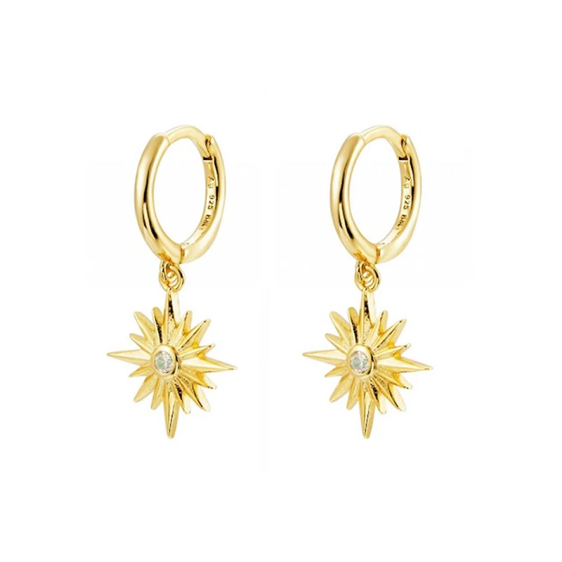

S925 Silver Big Sun is both visual and bohemian fine jewelry Women's Fashion Jewelry Trend Ins Same Style Earrings Gifts