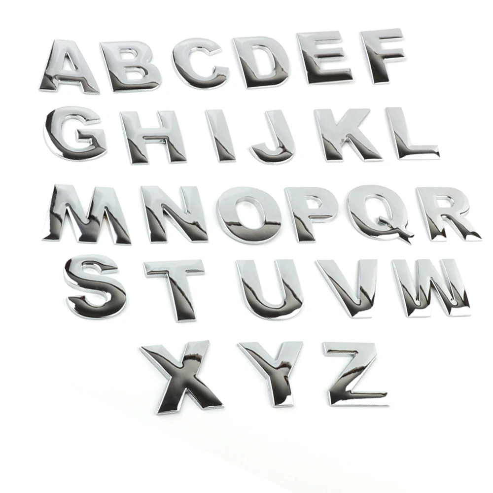 

45mm Height Alphabet 3D Solid Metal Badge Car Sticker Letters Numbers Logo DIY Decal Emblem Automobiles Accessories Sticker