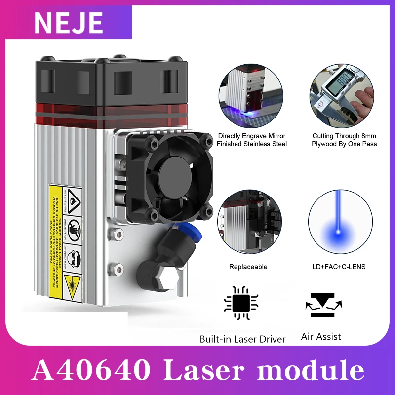NEJE 20W-120W Laser Module Laser Head 450nm Blue Laser TTL Module Laser Engraving Machine Wood Marking Cutting Tool Air Assist