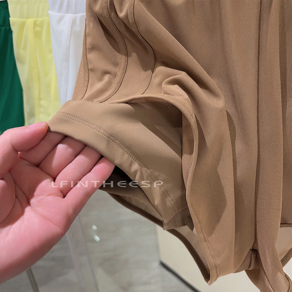 Lulu Sports Shorts Fake two-piece Anti-slip Running Gym Fitness Shorts Mesh Gauze Breathable Pilates Yoga Training Pants