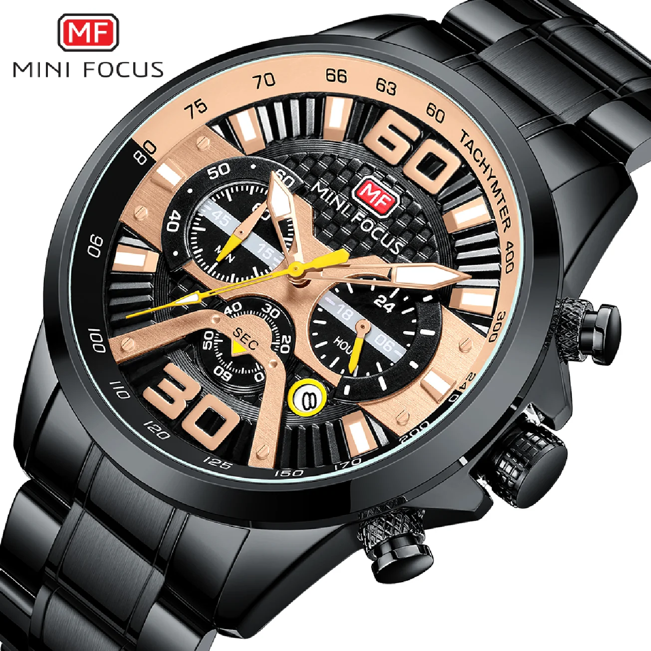 

Relojes Hombre Minifoucus New Watches Men Top Brand Luxury Big Dial Chronograph Male Quartz Watch Waterproof Stainless Steel