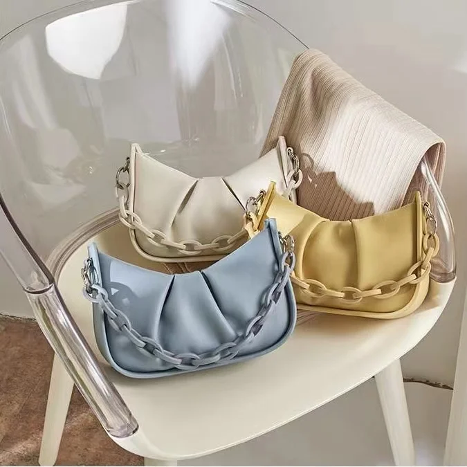 

Summer 2022 new pleated Fine casual Underarm bag Small fashion ladies handbag PU leather Cloud bag Shoulder bag crossbody bag