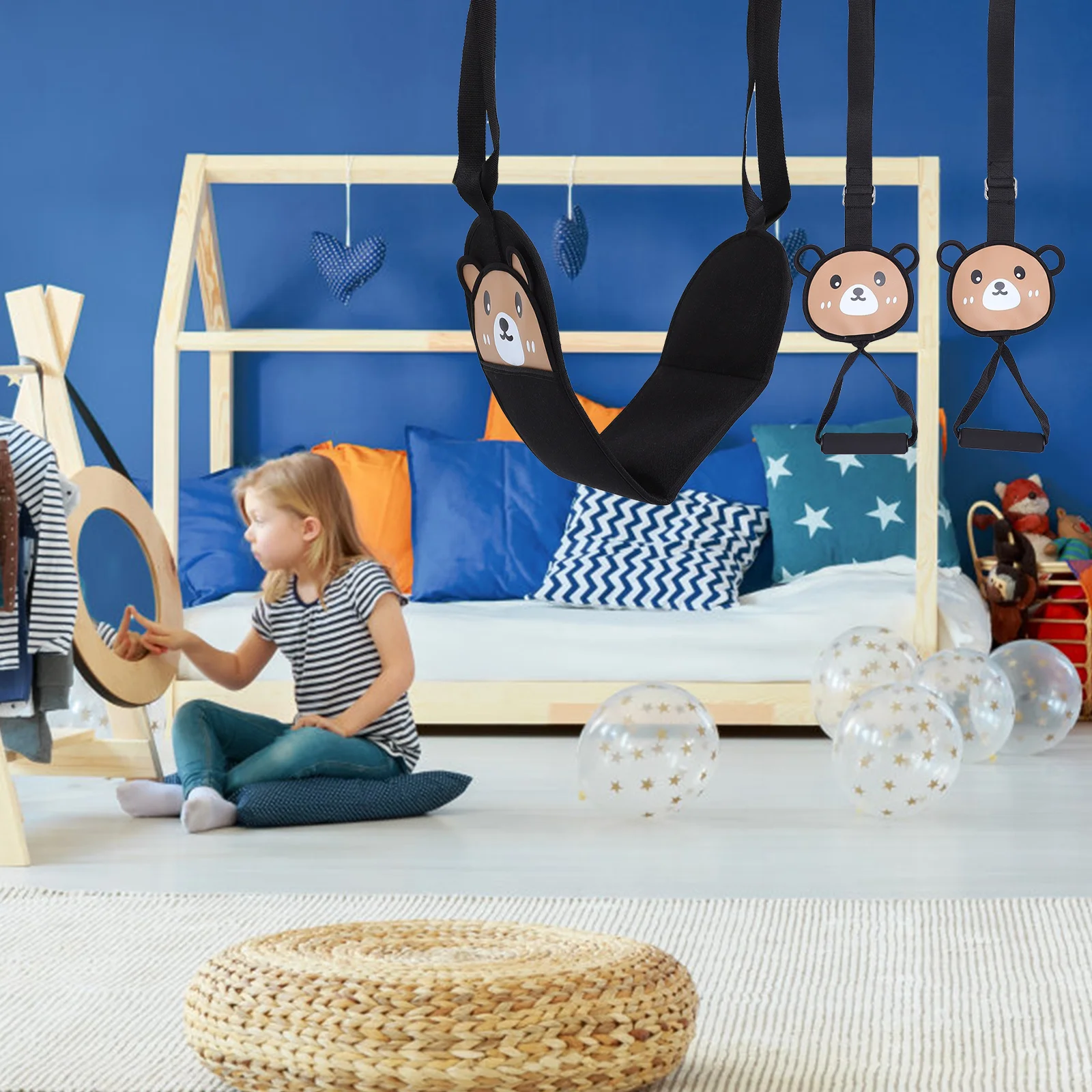 

1 Set Kids Swing Chair Heavy Duty Swing Set with Swinging Rings for Indoor