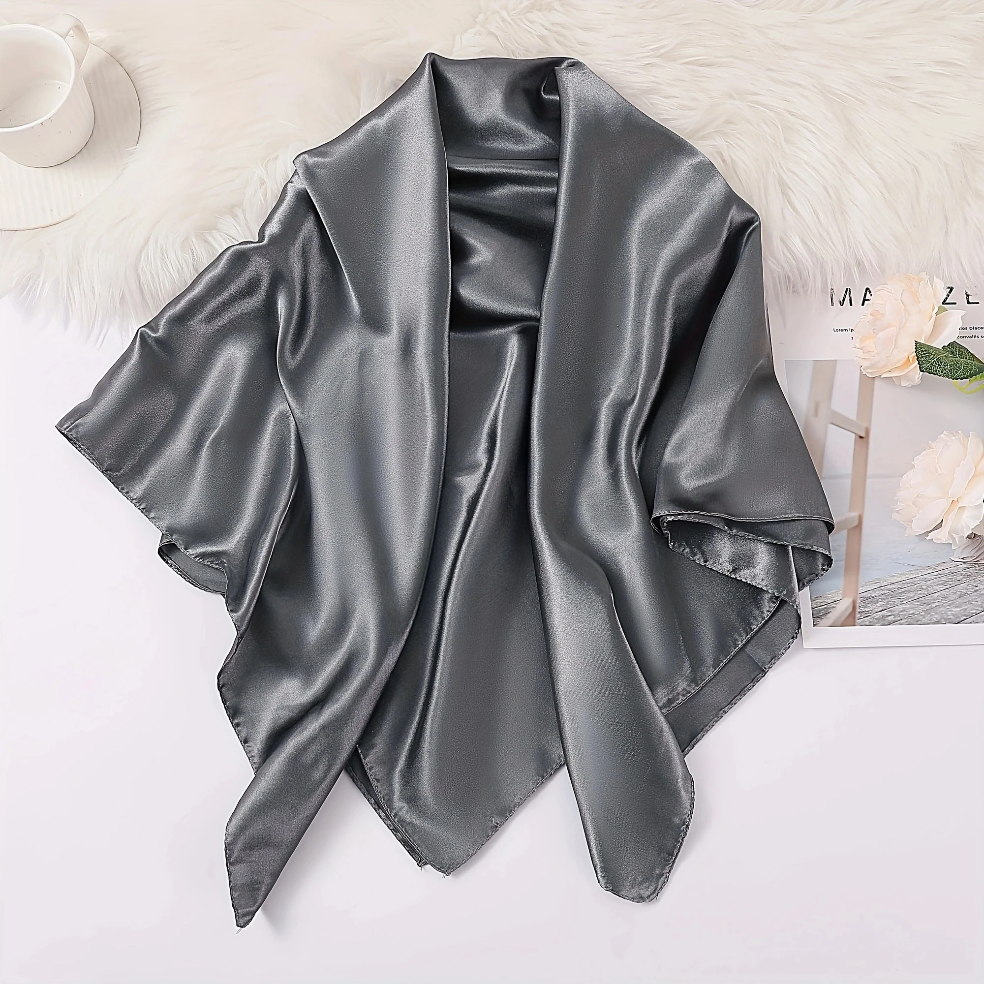 Женский однотонный шелковый шарф 90x90 см цвета в ассортименте