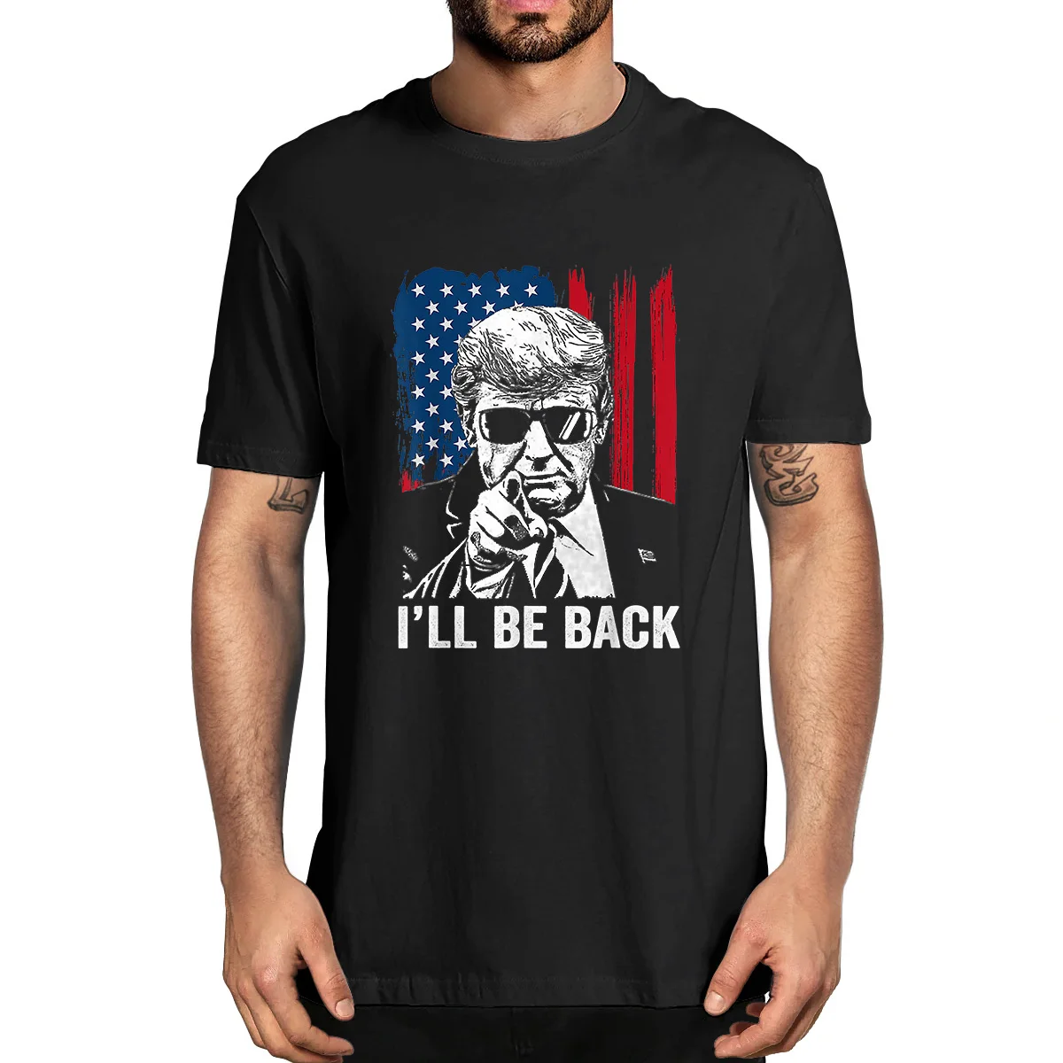 

100% Cotton I'll Be Back Funny Trump 2024 45 47 Save America Unisex Oversized Men Novelty T-Shirt Women Casual Streetwear Tee