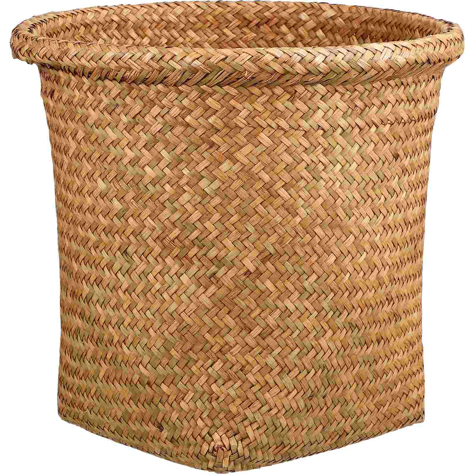 

Rattan Trash Can Wicker Waste Basket Laundry Hampers Storage Baskets Woven Home