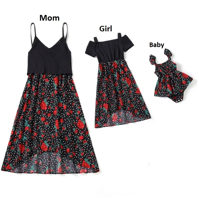 

Irregular Mother Daughter Matching Dresses Family Set Flower Mom Mum Baby Mommy and Me Clothes Fashion Women Girls Tank Dress