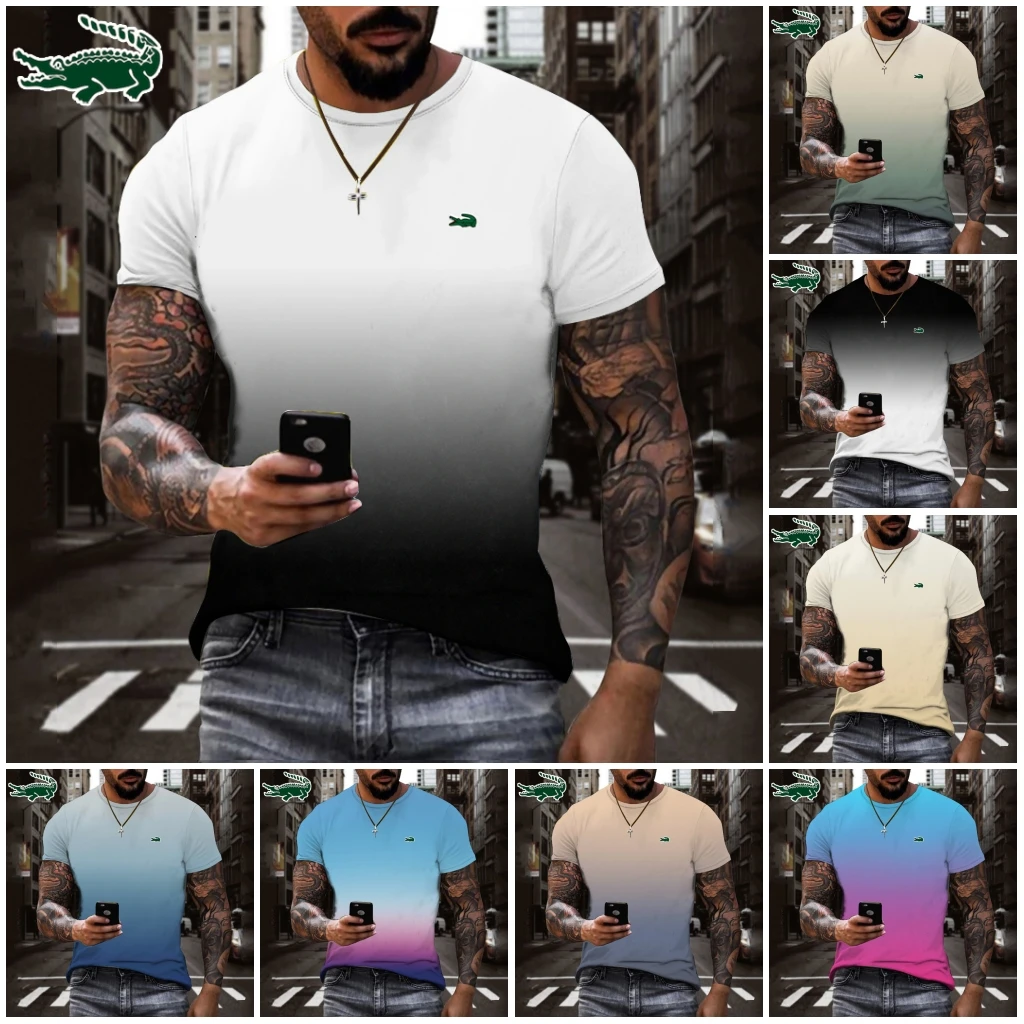 

Brand 2023 Fashion Summer Gradient 3D Printed T Shirt For Men's T Shirt O'neck Short Sleeve Oversized T-shirt Top Hot