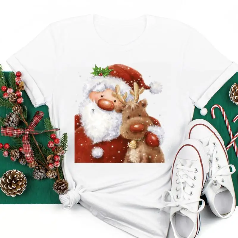 

Women Short Sleeve 90s Cute New Year Merry Christmas Holiday Graphic Tees Fashion Ladies Top Tshirt 2022 Vacation T T-shirt