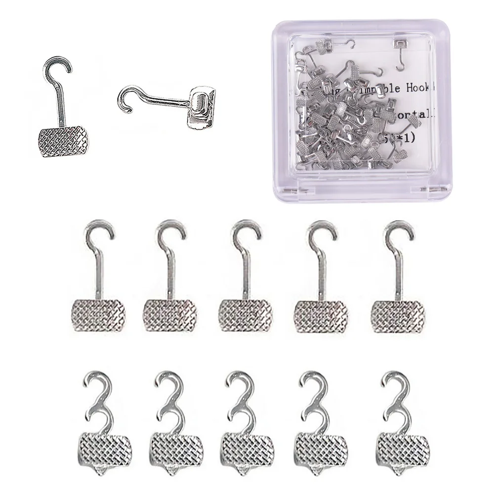 

50Pcs/Box Dental Crimpable Hooks Long Curved Orthodontic Bonding Hook Right/Left Dentista Materiale