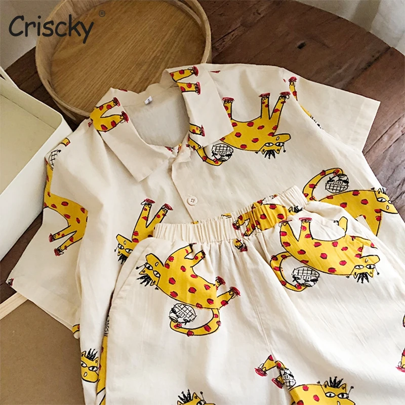 

Criscky Children Pajamas Set Kids Baby Girl Boys Animal Printing Clothing Costume Long Sleeve Children Sleepwear Kids Clothing