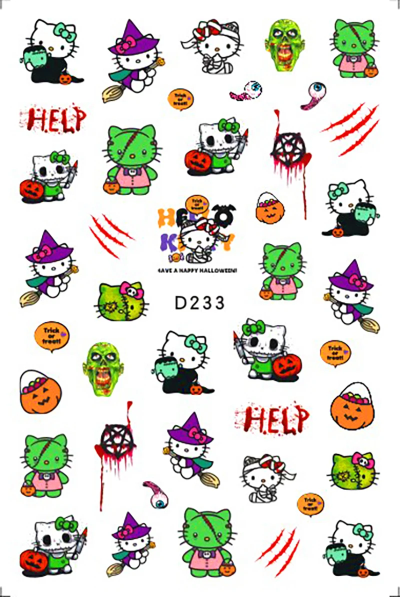

Sanrio Halloween Series Nail Decoration Cartoon Hello Kitty Kulomi Nail Stickers Cute Melody Stickers Nail Sliders
