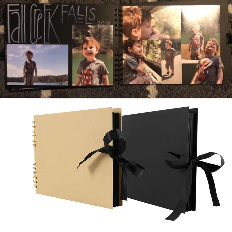 

60Pages Photo Album Scrapbook Album Photocard Holder Book Diy Kraft Paper Picture Frame 30 Sheets Memory Photograph Album