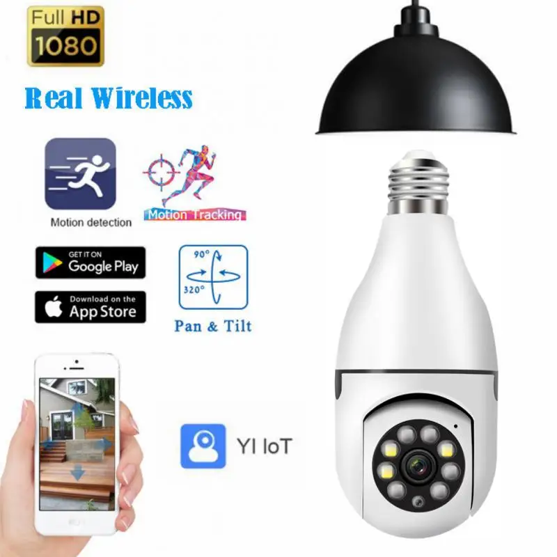 

E27 Bulb Surveillance Camera Wireless Wifi PTZ IP Camera 1080P Night Vision Full Color Automatic Human Tracking Mini Camera