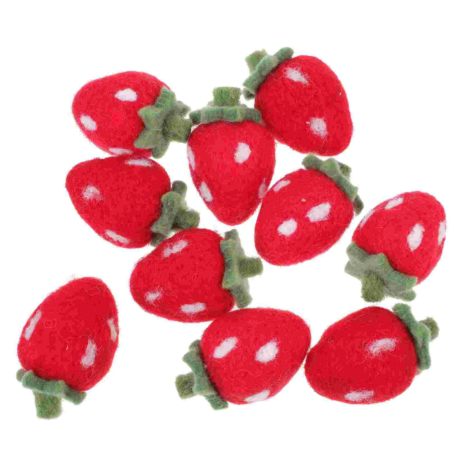 

10 Pcs Felt Pink Strawberry Shape Crafts Household Items Hand-made Adornment Wool Decor Miniature Kit Headband Ornament