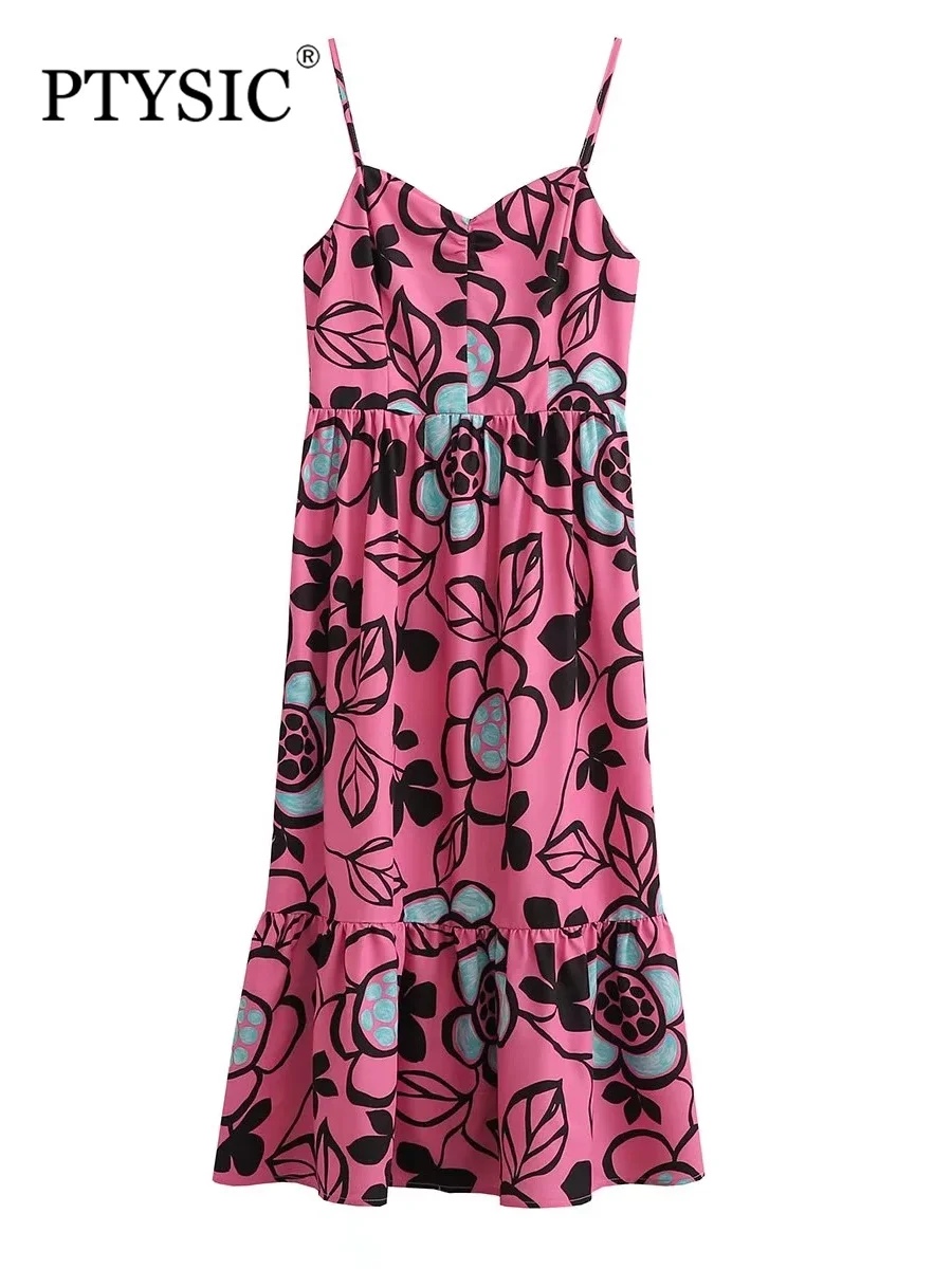 

PTYSIC женское модное лоскутное платье без бретелек с принтом 2022 летнее Новое милое платье со складками