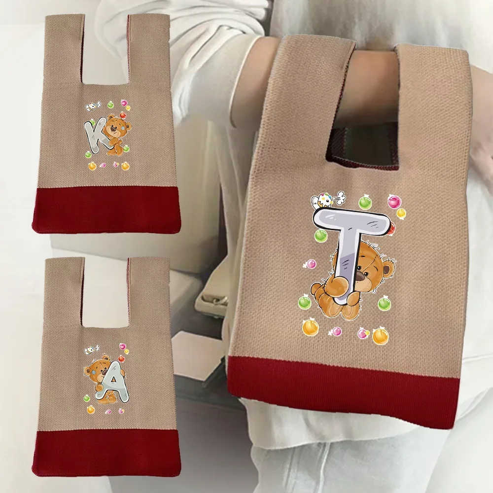 Сумка на запястье Вязаная сумка ручной работы Сумки с узлом для покупок