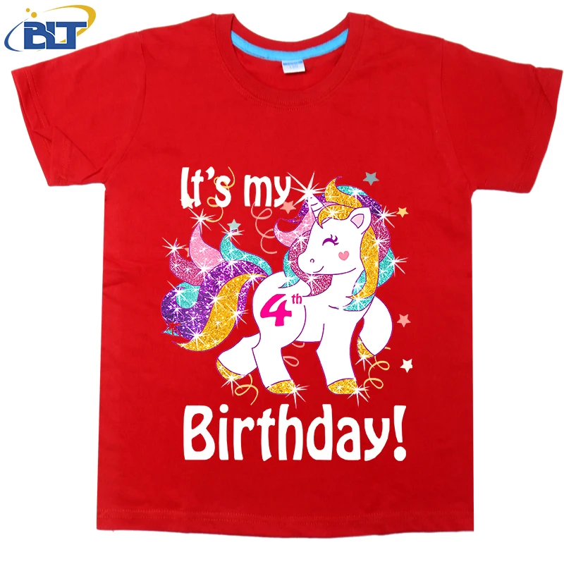 Детская футболка с принтом мой день рождения и единорогом для девочек 4 лет