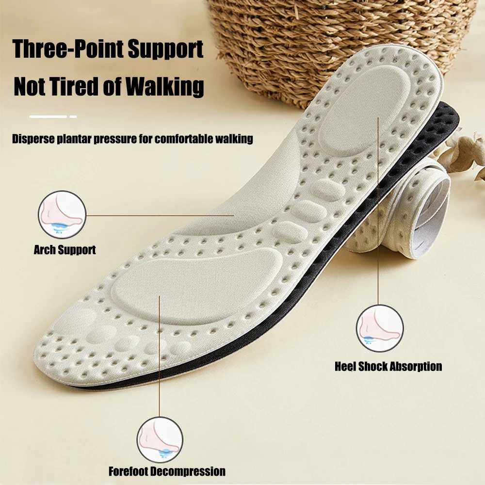 Breathable Running Insoles for Shoes Women Men Sneakers Deodorant Shoe Sole Orthopedic Flat Foot Arch Support Massage Insoles
