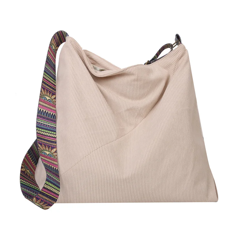 In 2022, The New High-capacity Corduroy Handbag Fashion Casual Shoulder Bag Simple Biagonal canvas bag