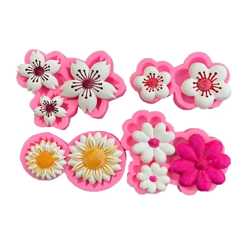 

Plum Chrysanthemum Sunflower Silicone Mold Fondant Biscuit Candy Chocolate Mould Epoxy Resin Molds DIY Homemade Cake Decorate