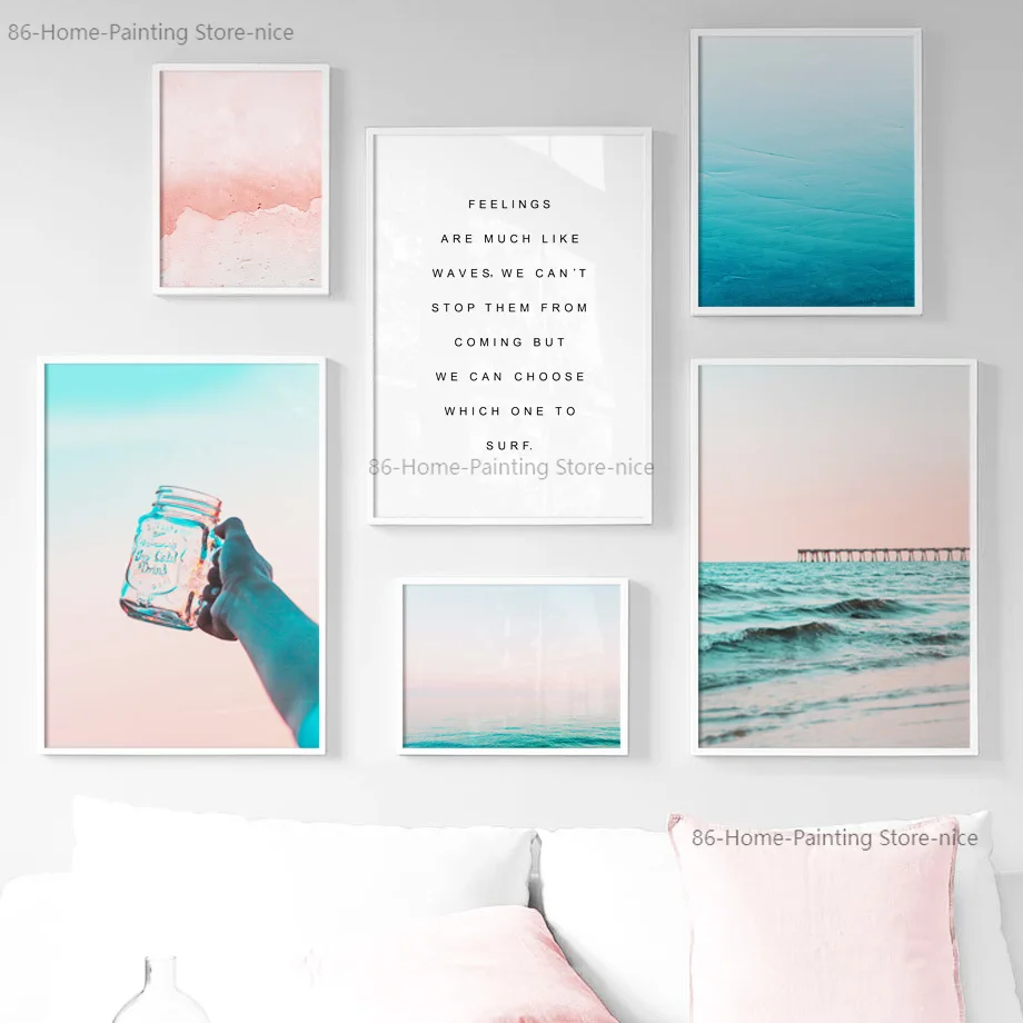 

Берег пляж волна морская вода чашка минималистичный настенный художественный принт домашний декор холст живопись скандинавские плакаты к...