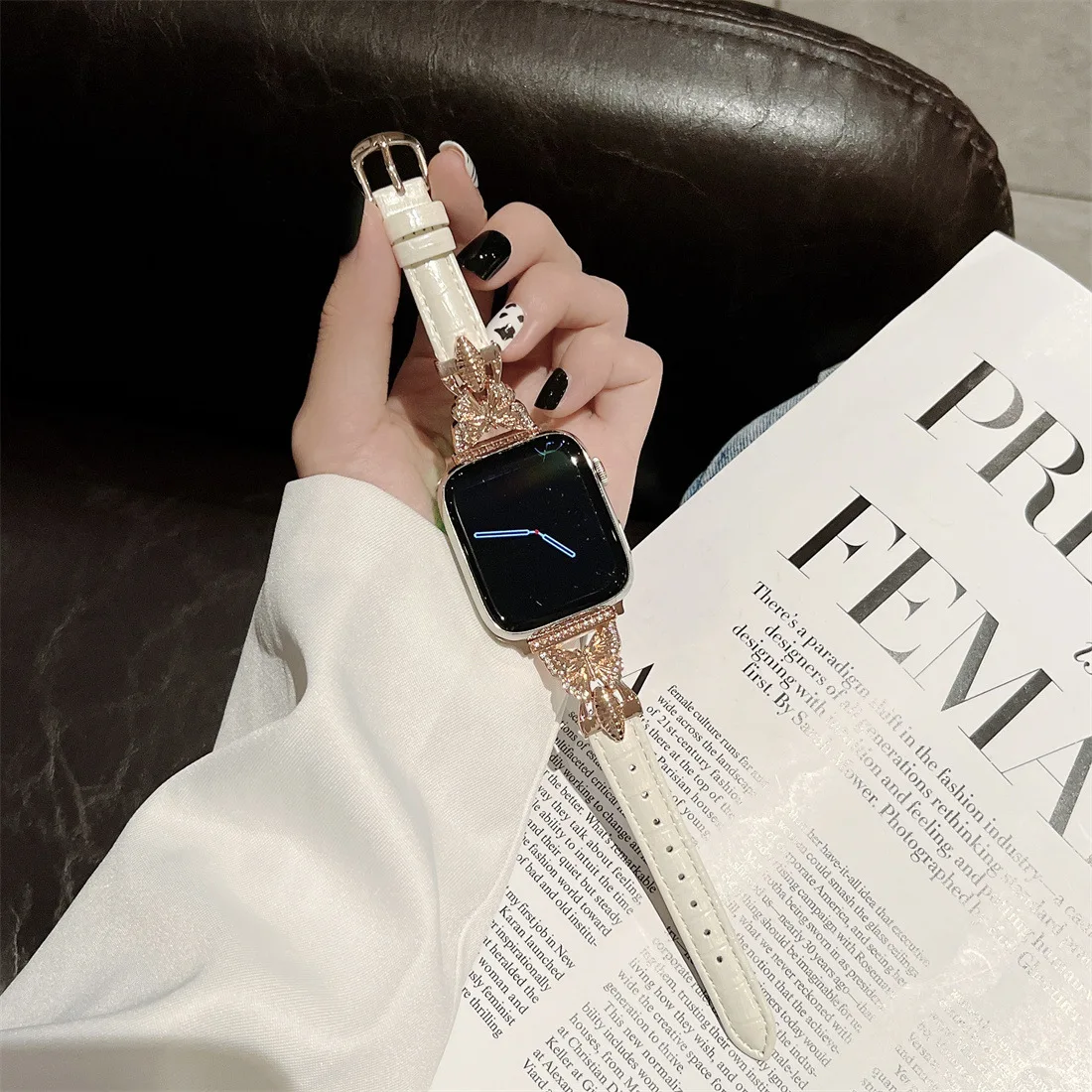 Genuine Leather Strap for Apple Watch Band 41mm 45mm 40mm 44mm 49mm correa Women Replacement Bracelet iWatch series 8 7 6 5 SE 4