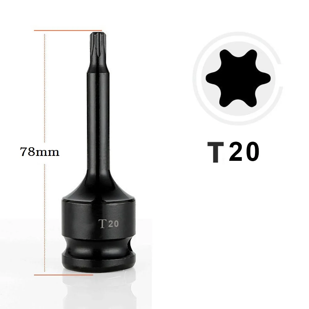 

1/2inch Square Head Wrench Compatible T20 T100 Hex Torx Screwdriver Bit Socket Adapter Head for Various Specifications
