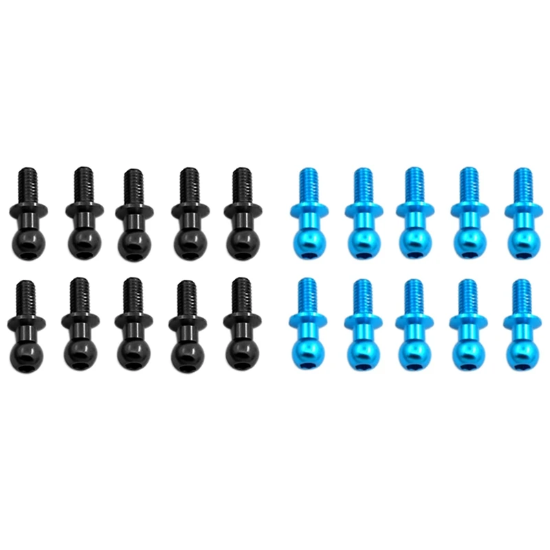 

20Pcs M3 Metal Hex Ball Head Screws For Tamiya TT01 TT02 Sakura D5 1/10 RC Drift Car Parts, 10 Pcs Blue & 10Pcs Black