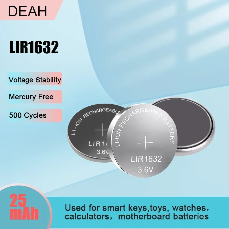 LIR1632 3 6 V LIR 1632 перезаряжаемая литиевая батарея для часов дистанционное управление