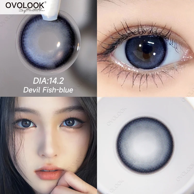 

OVOLOOK-1 Pair/2pcs 10 Colors Contact Lenses for Eyes Natural Pupil Eye Color Lens for Myopia Beauty Comestic Lenses Yearly Use