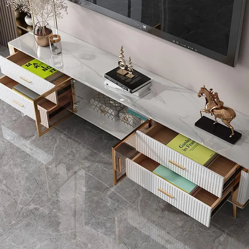 Roodtuo итальянский дизайн волнистый вертикальный шкаф для телевизора с белой