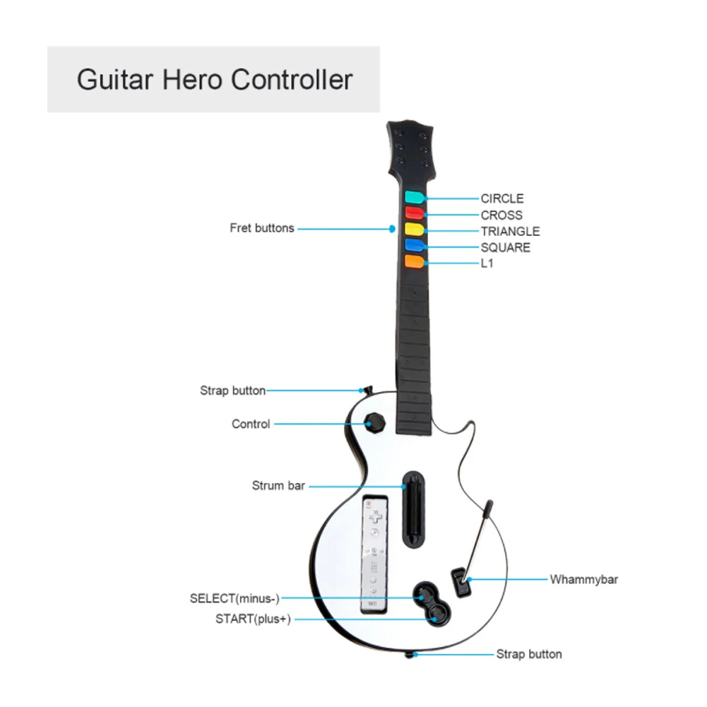 Беспроводной контроллер с регулируемым ремешком для игр Wii Guitar Hero Rock Band 2 3 |