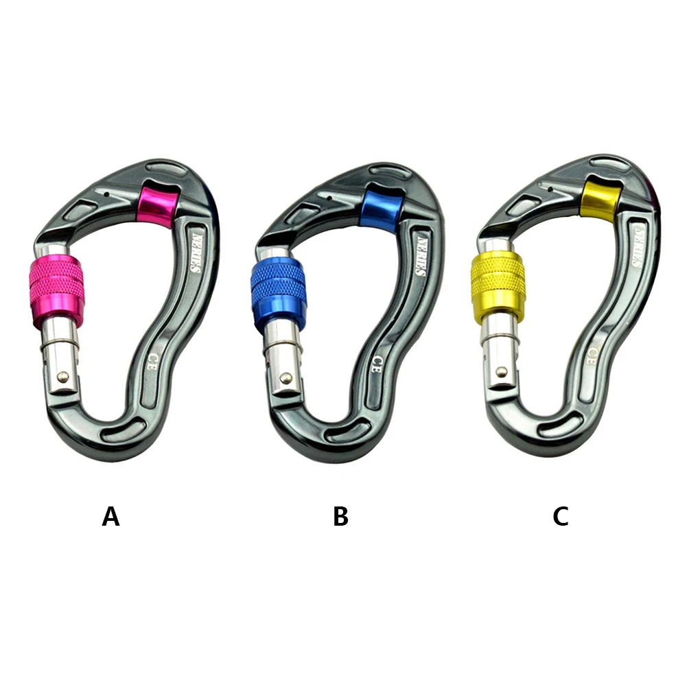

NERIES Carabiner D Shape Portable Colorful Safety Buckle Outdoor Sport Rock Climbing Carabiners with Pulley Yellow
