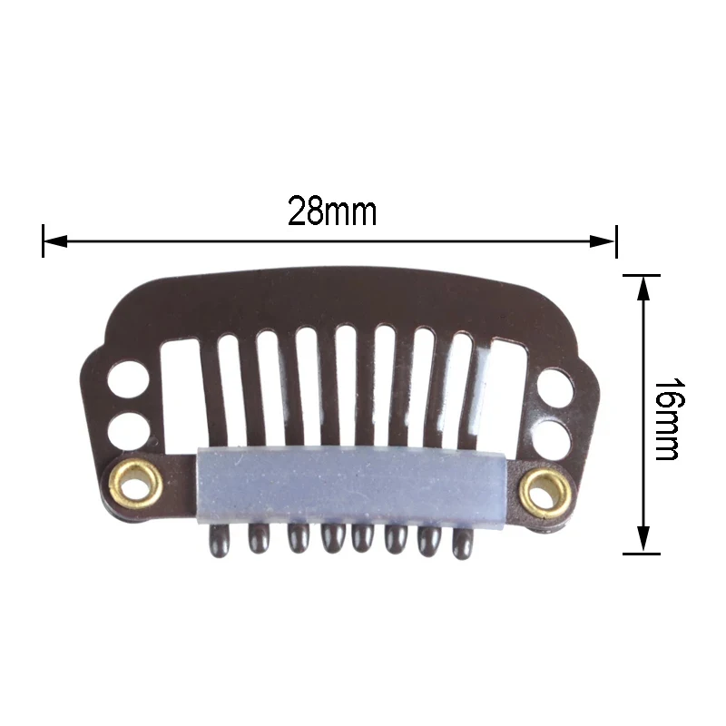 

1000pcs 28mm 8-teeth Hair Extension Clips Snap Metal Clips With Silicone Back For Clip in Human Hair Extensions Wig Comb Clips