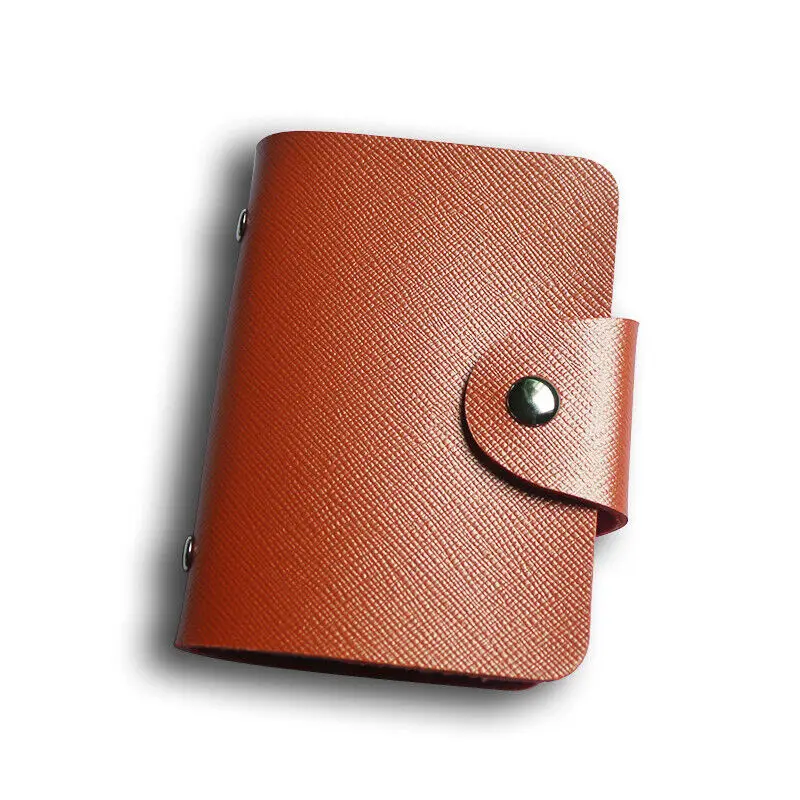 24 Slots Bits Card Holder Bag Simple Solid Color Pocket Case Women Men Credit Id Card Organizer Leather Cardholder Wallet
