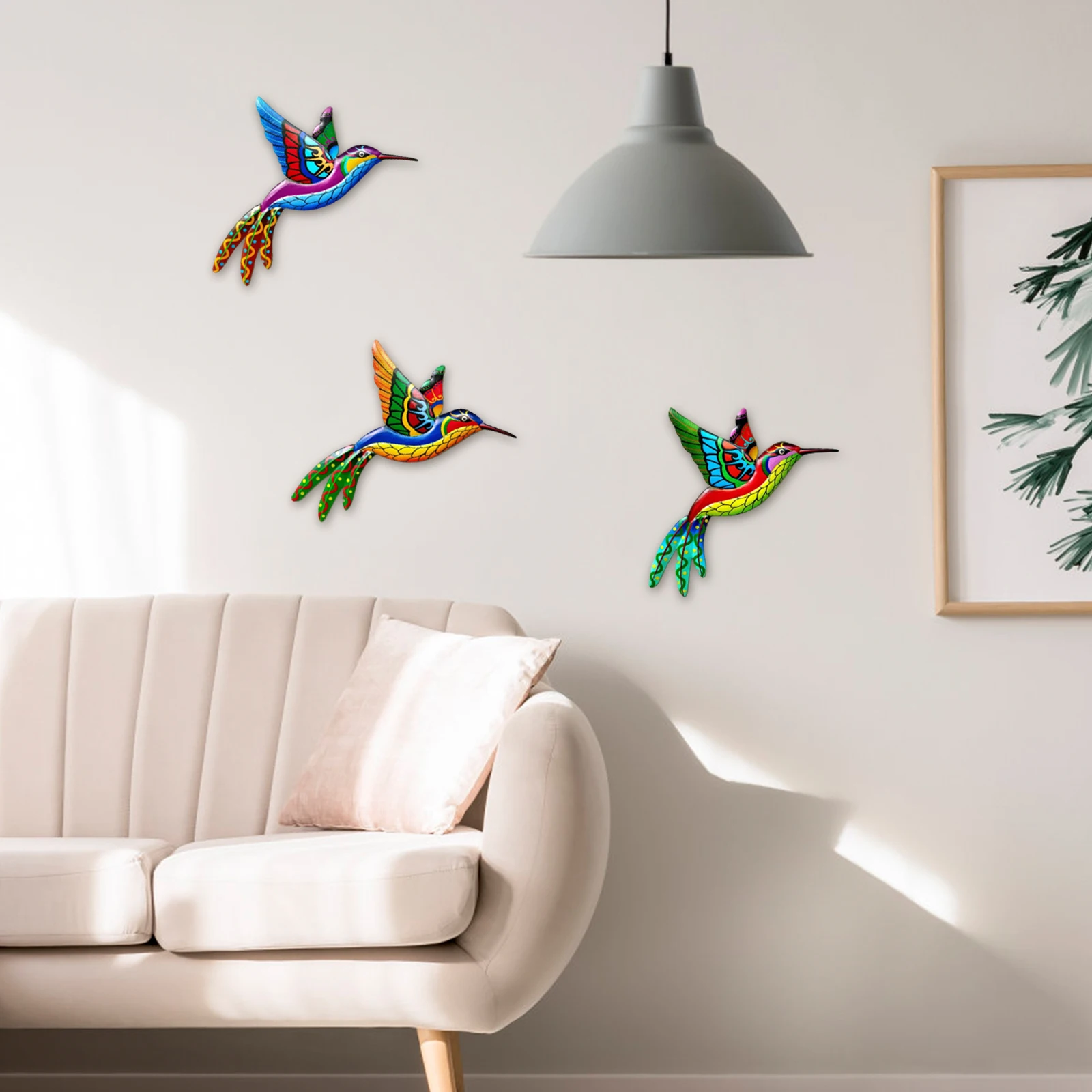 

3 Pcs Metal Colorful Birds Wall Ornaments Hanging For Indoor Outdoor Home Bedroom Living Room Garden Patio Wall Art Decorations