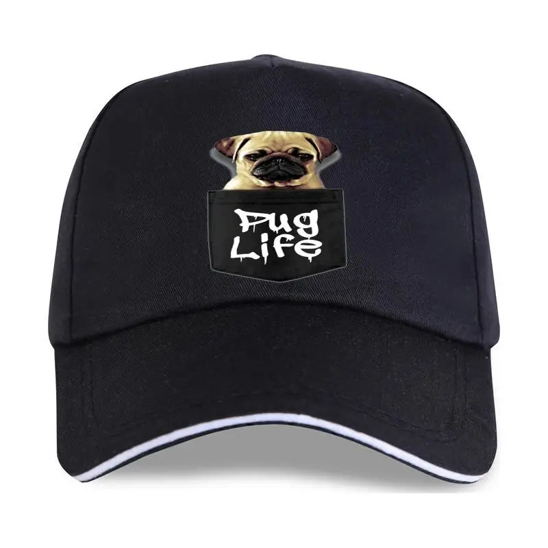 

Sun hat 2020 Custom Men Baseball cap Fashion Pug Life Pocket Design Pug printed Shrits Hipster Basic Tops