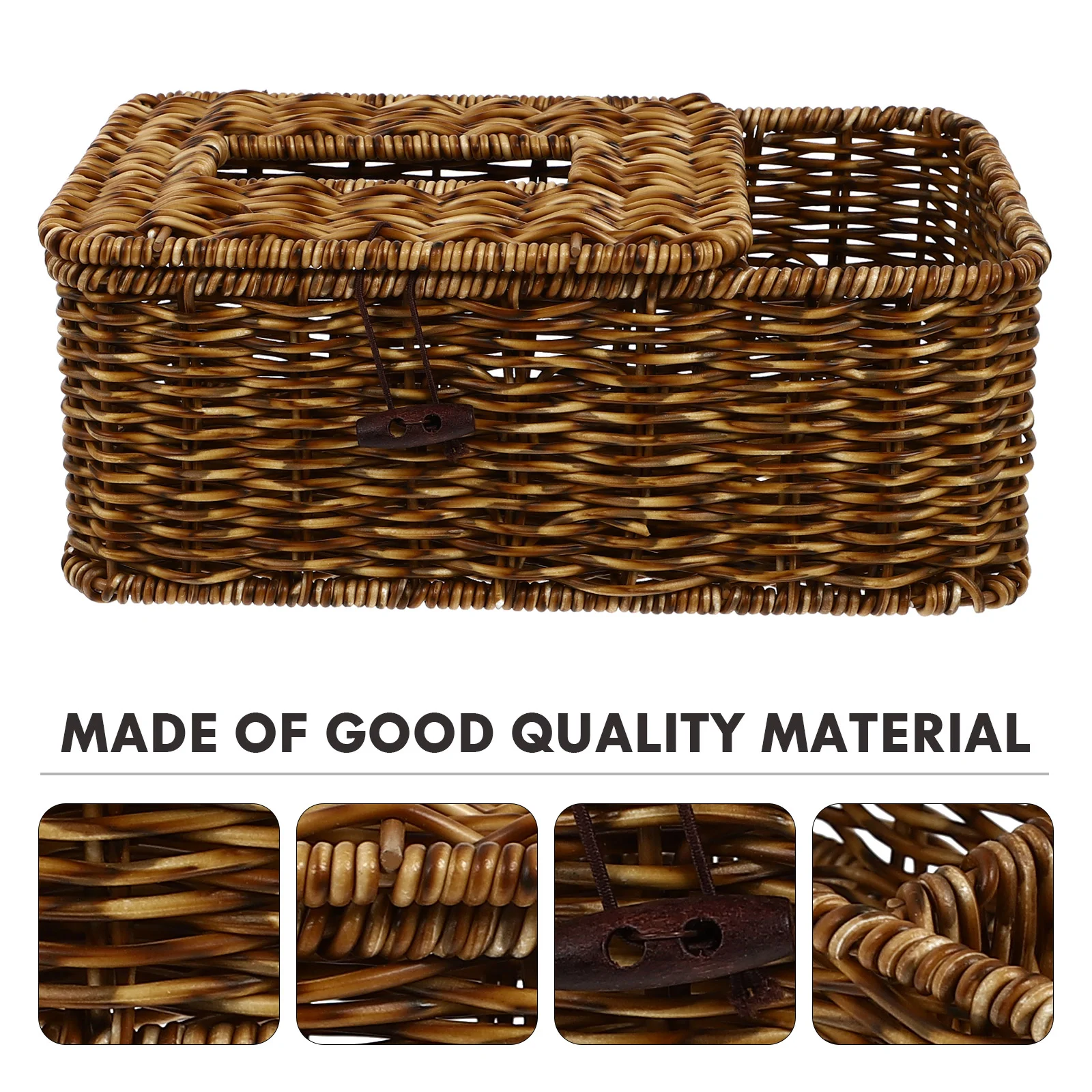 

Box Tissue Holder Napkin Cover Rattan Wicker Woven Paper Storage Basket Home Dispenser Square Facial Case Seagrass Decorative
